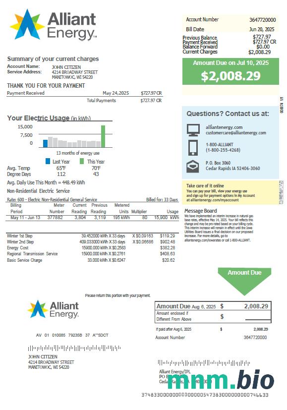 Australia Alinta Energy rachunek za media szablon w formacie Word i PDF, Wersja 3